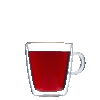 Alurx Immunity Herbal Tea Super Blend with Echinacea, Elderberry, and Hibiscus, image of brewed tea in a glass teacup.
