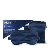 Alurx Silk Eye Mask and Travel Pouch shown next to product box