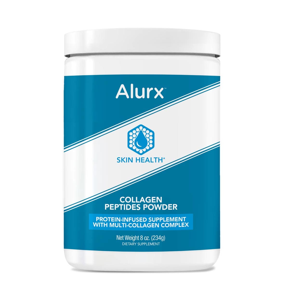 Image displaying the front of the Alurx Collagen Peptides jar.